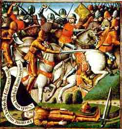 La batalla de Roncesvalles en un cuadro del siglo XV
